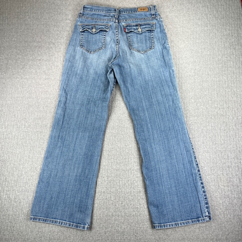 Levi Perfectly Slimming BootCut 512 Jeans Women 8/28x28.5 Short Blue Flap Pocket